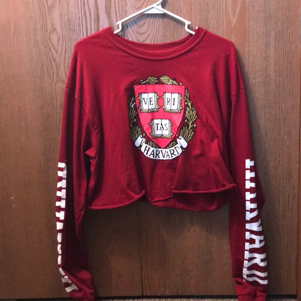 Red Harvard crop top